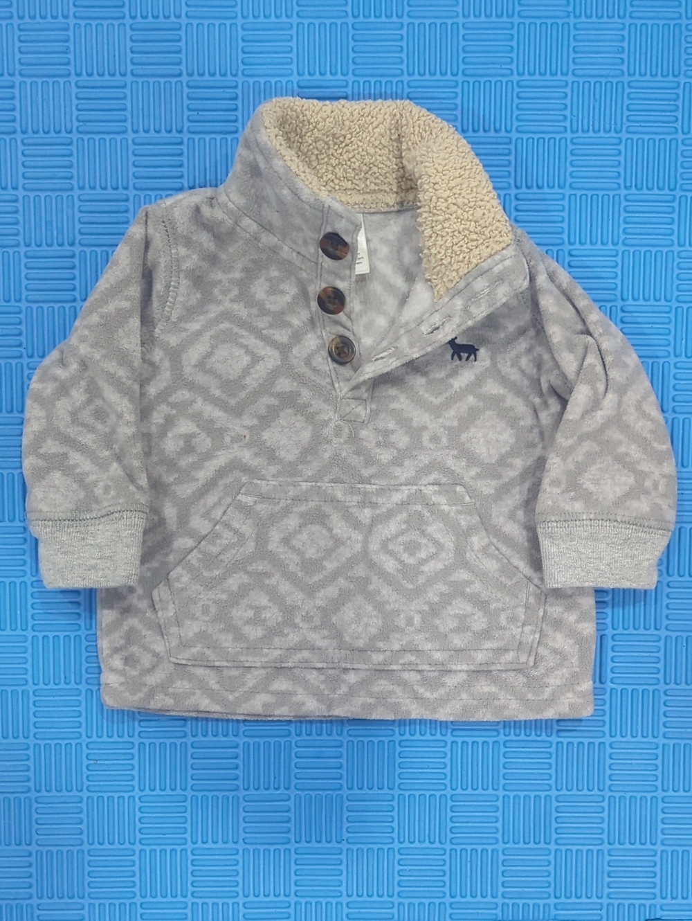 5/$10 - Carter's - 3 Months - Sherpa-Lined Pullover Hoodie - Light Gray
